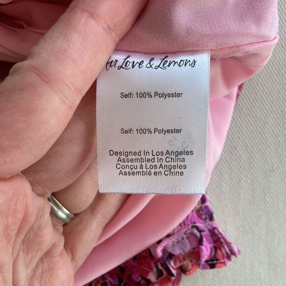 NEW For Love and Lemons Cheyenne Pink Floral Mini Dress XS - Picture 9 of 15